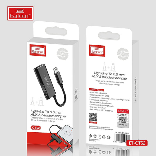 OT52 Lightning to 3.5mm AUX & Headset adapter