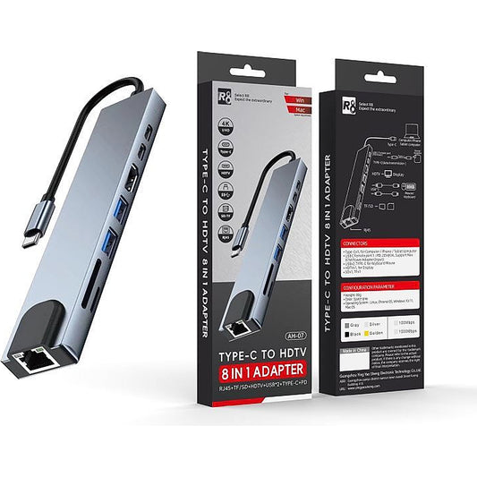 R8 AH-07 Type-C to HDTV 8 in 1 Adapter