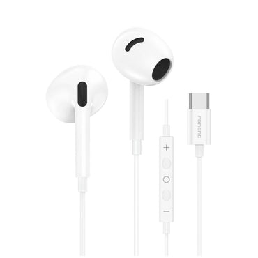 Foneng T66 Type-C Half In Ear Wired Headphones with Microphone - White