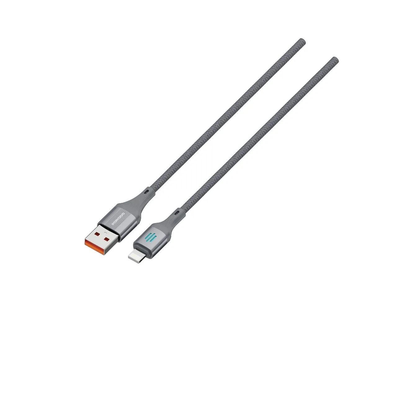 FONENG X95 1.2m USB-A to Lightning Metal Head Braided Cable – 3A Grey