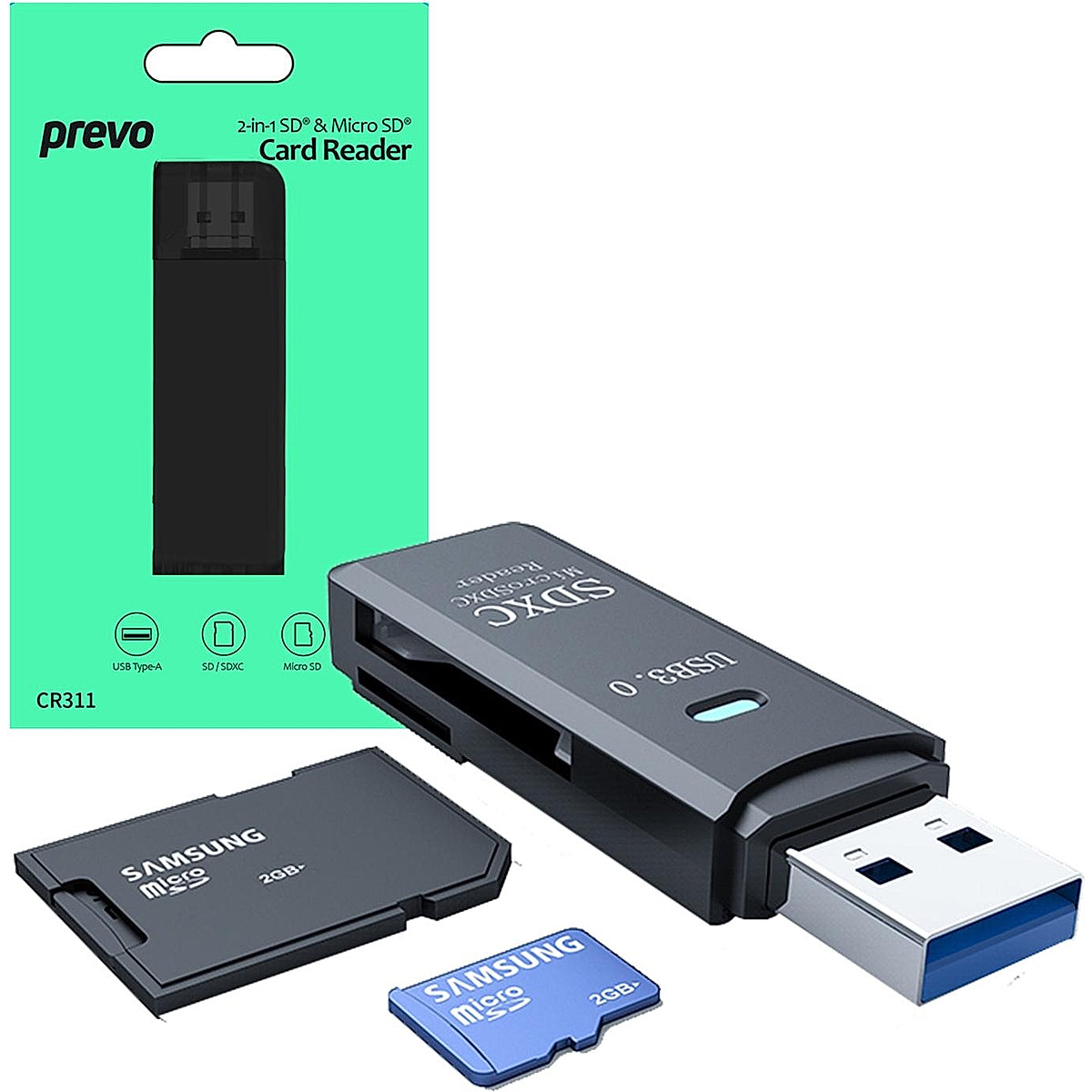 Prevo 2-in-one SD & Micro SF Card Reader