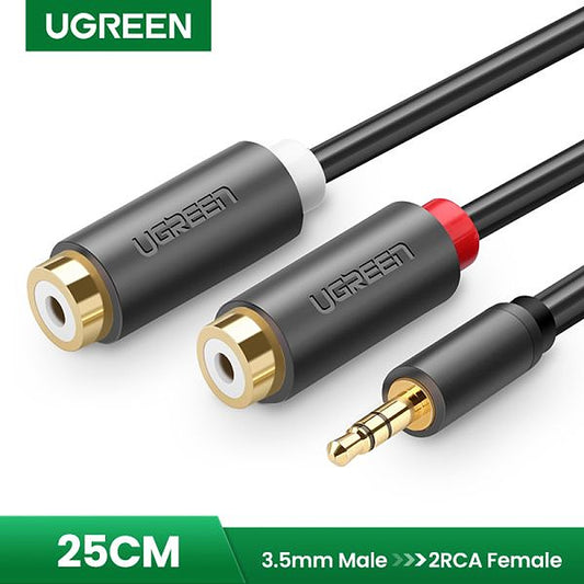 UGREEN 3.5mm Male to 2RCA Female Cable 25cm
