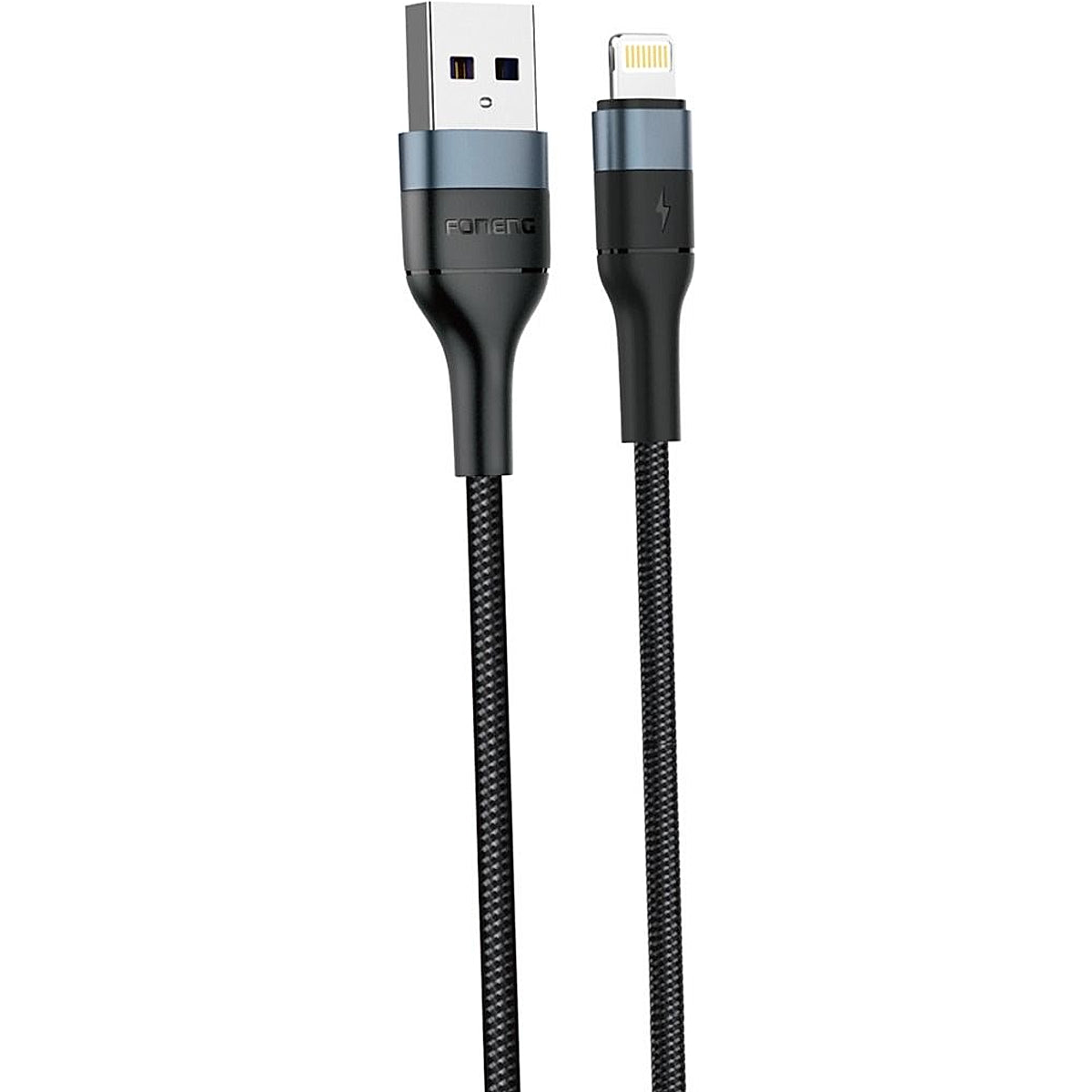 FONENG X51 1m USB-A to Lightning Braided Cable – 2.4A Black