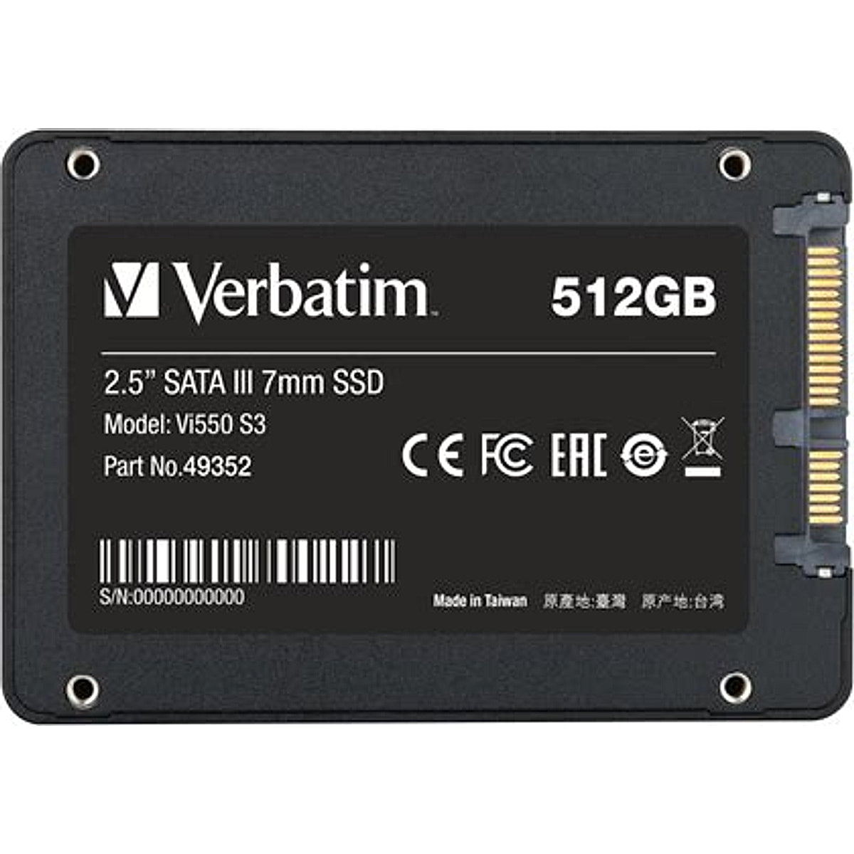 Verbatim Vi550 S3 512GB 2.5 Sata 3 7mm SSD