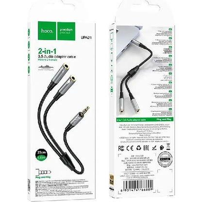 HOCO UPA21 2 in 1 3.5 Audio Adapter Cable Male to 2 Female