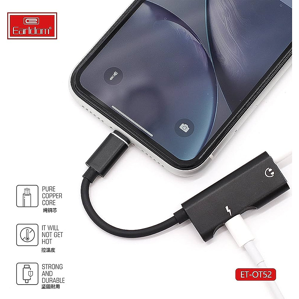 OT52 Lightning to 3.5mm AUX & Headset adapter