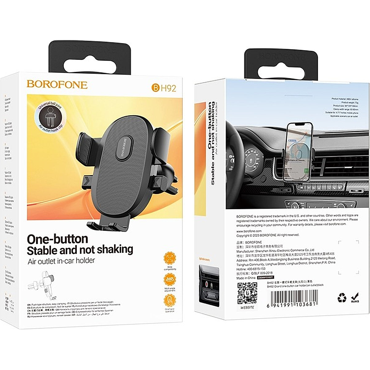 BOROFONE BH92 One-Button Air Outlet In-Car Phone Holder