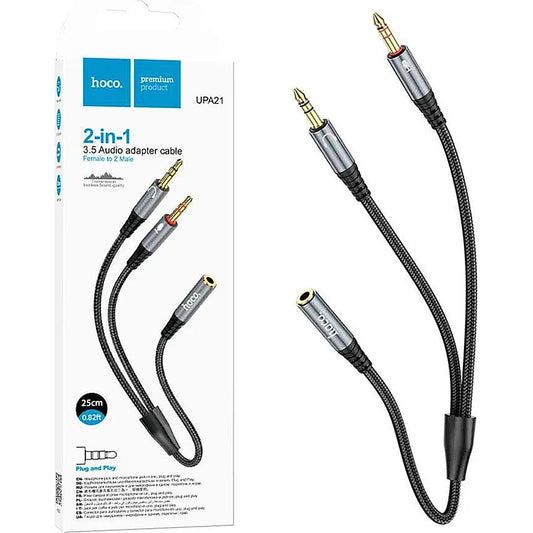 HOCO UPA21 2 in 1 3.5 Audio Adapter Cable Female to 2 Male