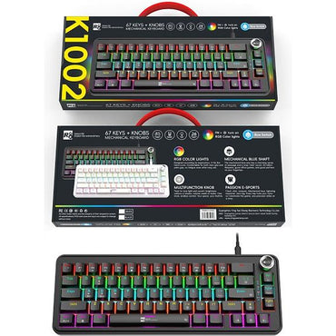 R8, K1002, Compact 67-Key Wired Mechanical Gaming Keyboard Black