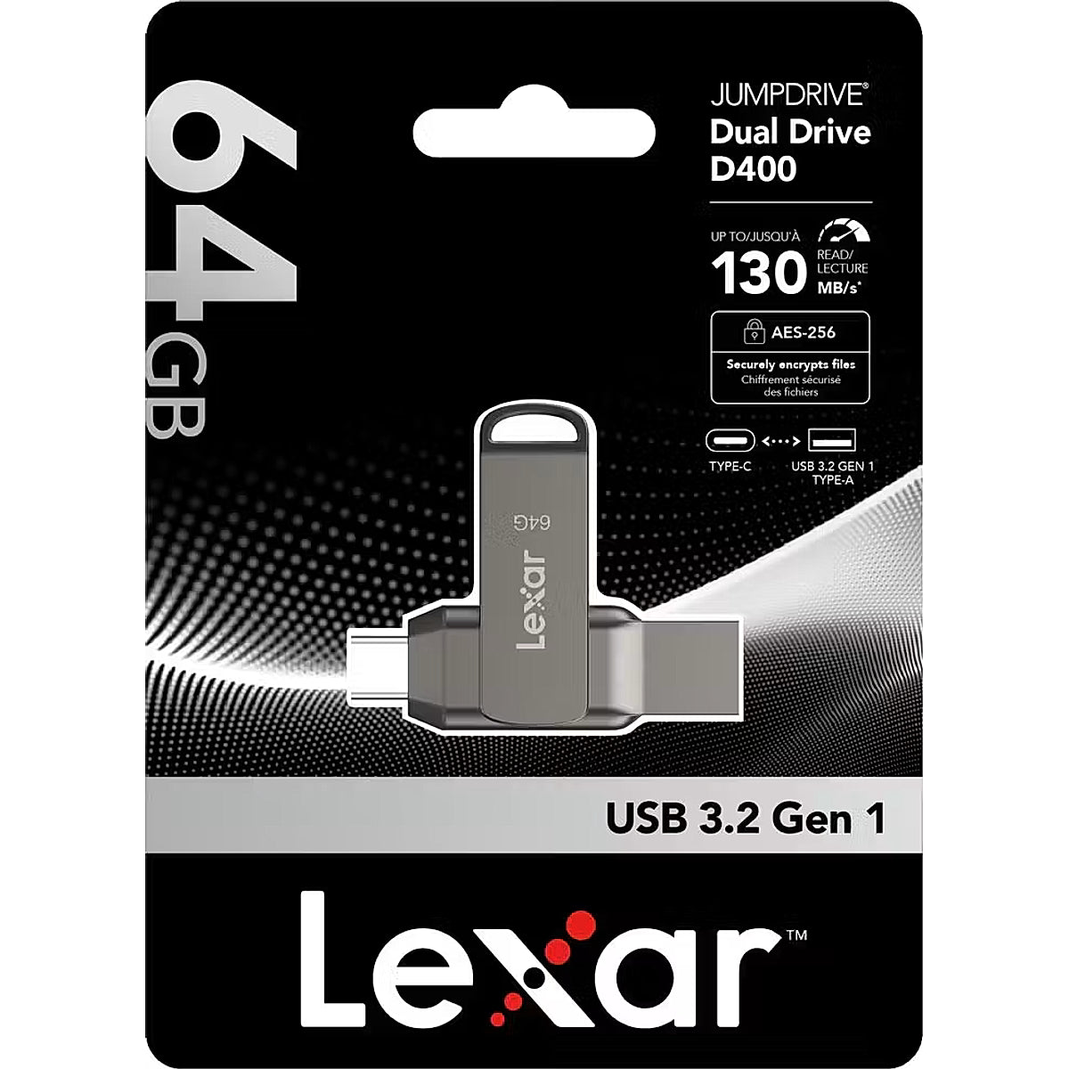 LEXAR USB 3.2 Gen 1 Jumpdrive Dual Drive D400 64GB