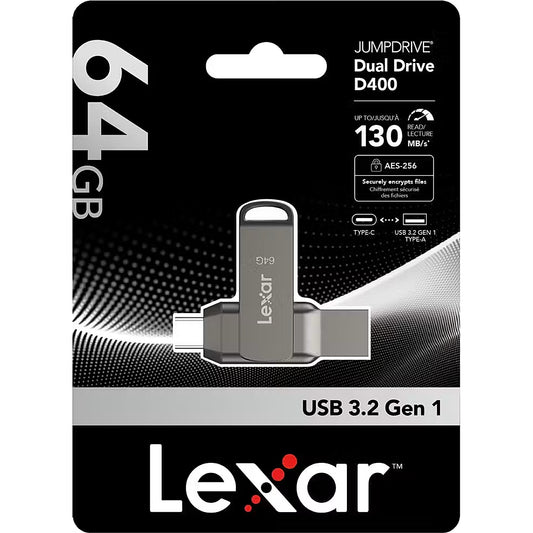 LEXAR USB 3.2 Gen 1 Jumpdrive Dual Drive D400 64GB