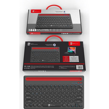 R8, 1845, Rechargeable 2.4G & Bluetooth Wireless Keyboard - Black