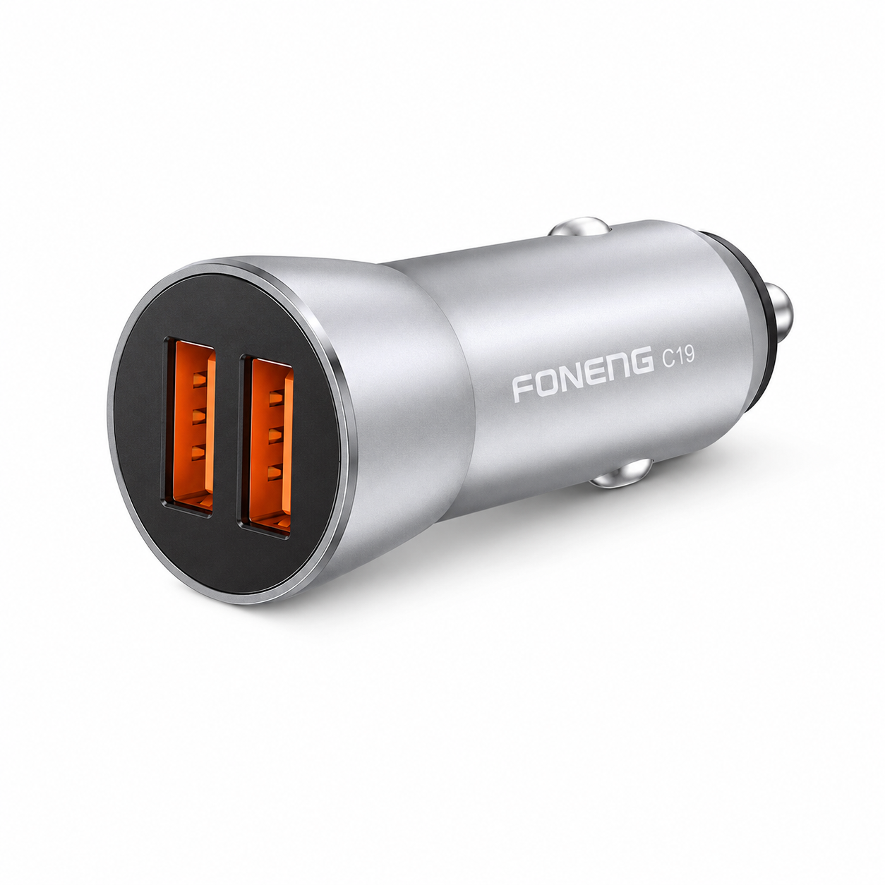 FONENG C19 36W Dual USB-A QC3.0 Car Charger – Silver