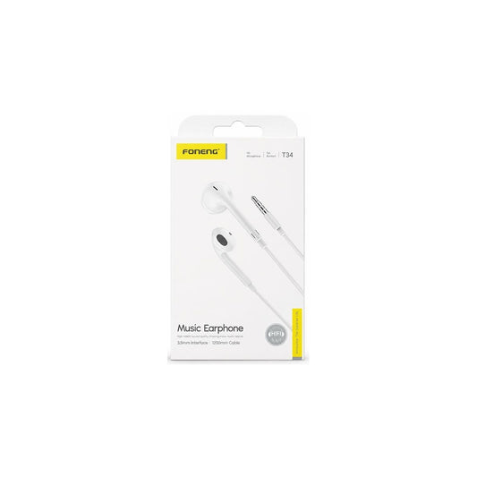 FONENG, T34, Half In-Ear 3D Music Earphones – 3.5mm Wired