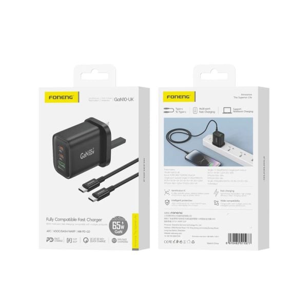 FONENG GAN10-UK Fully Compatible Fast Charger 65w