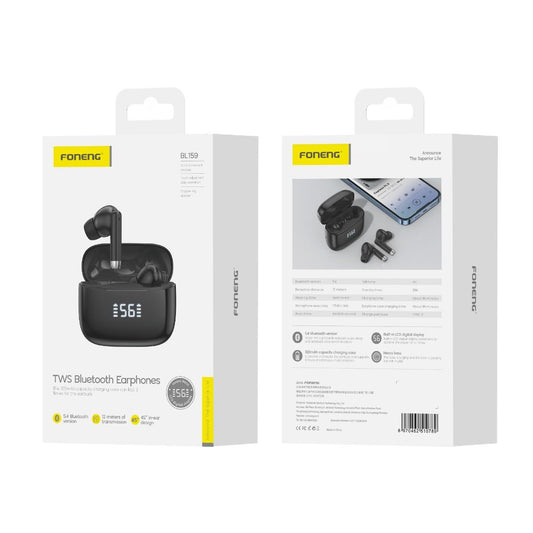 FONENG, BL159 Digital Display TWS Earpods - Black