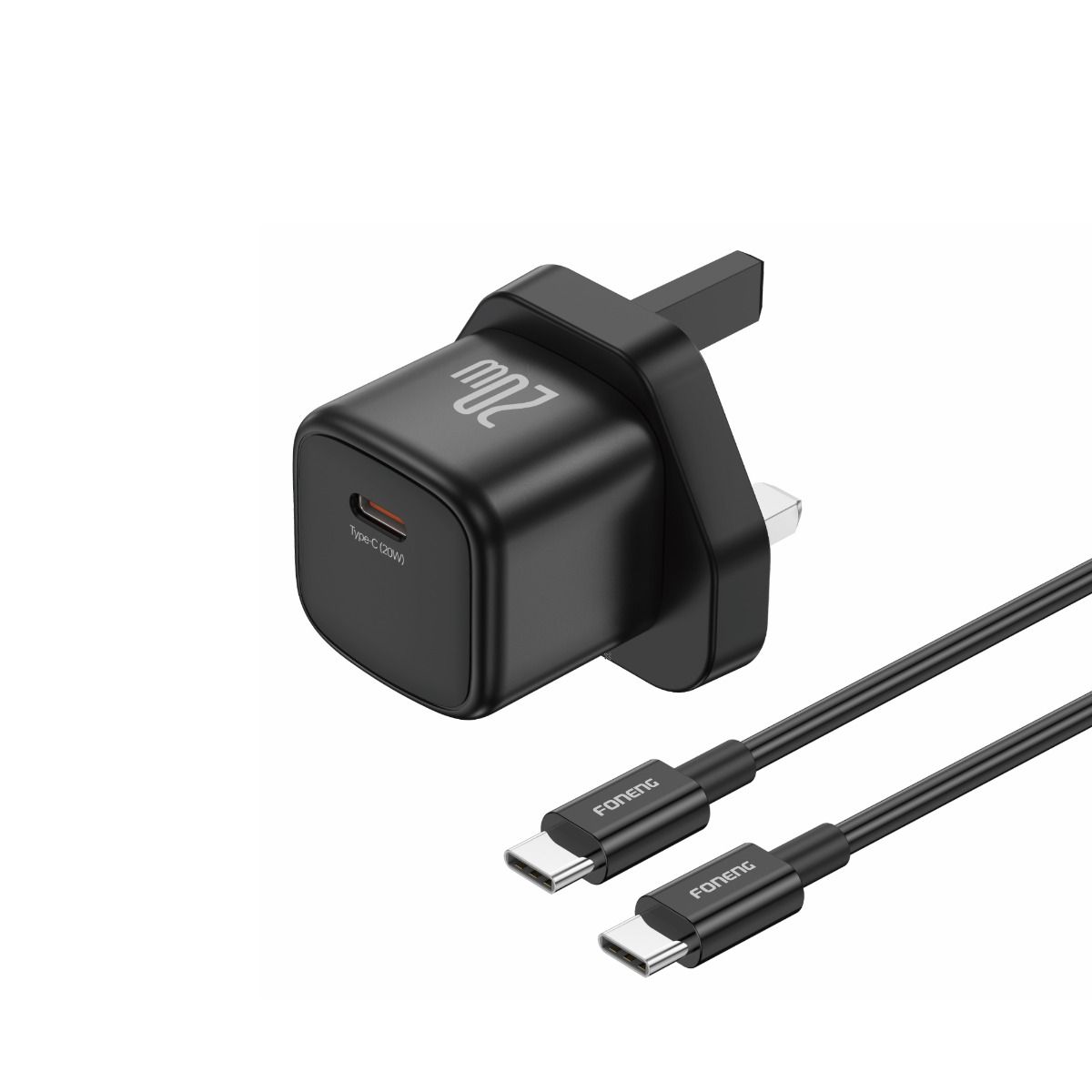 FONENG, Cube-UK, USB-C GaN Charger 20W with USB-C Cable