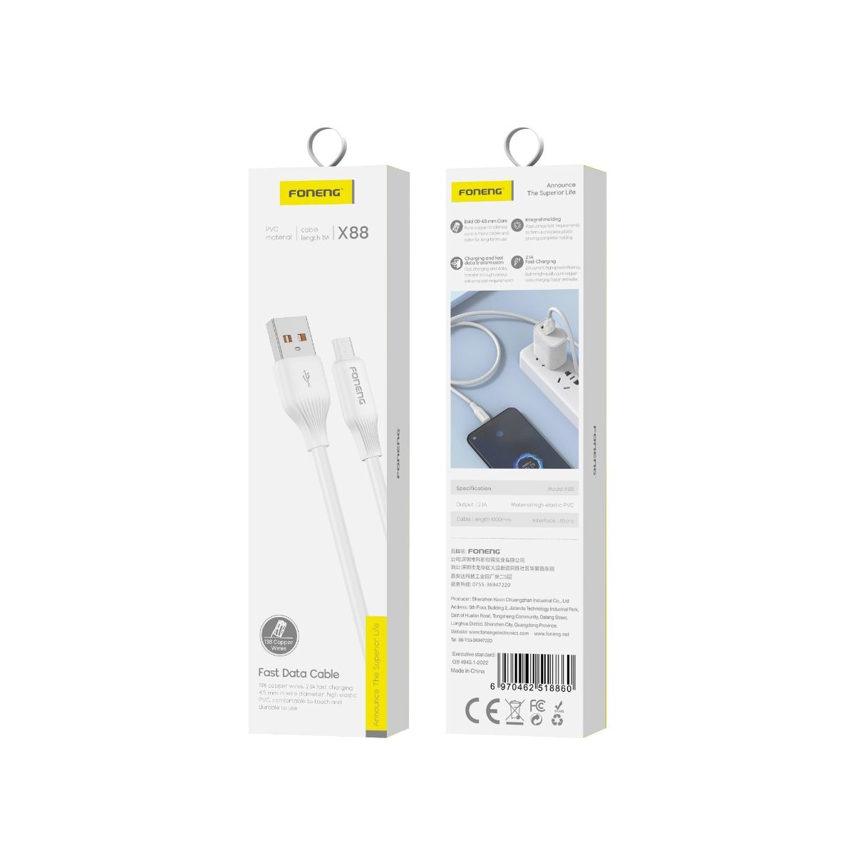 FONENG X88 3A Fast Data Cable Micro