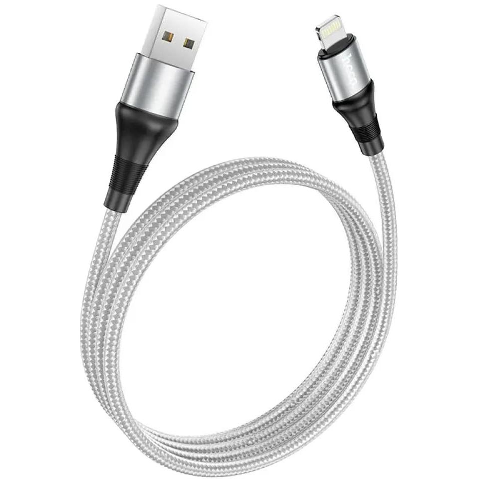 FONENG X95 1.2m USB-A to Lightning Metal Head Braided Cable – 3A Grey